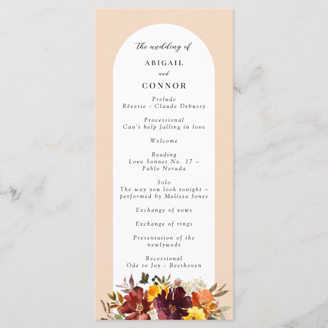 Rustic Marsala Burnt Orange Fall Wreath Programm (Vorderseite)