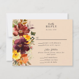 Rustic Marsala Burnt Orange Fall Wreath RSVP Karte