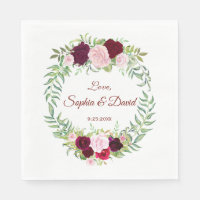 Rustic Marsala Floral Wreath Burgundy Wedding RSVP