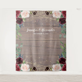 Rustic Marsala Wood Wedding Foto Stand Hintergrund Wandteppich