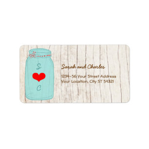 Rustic Mason Jar auf Illustrierte Hochzeit der Bar Adressaufkleber