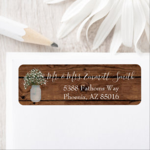 Rustic Mason Jar Babys Atemrücksendeadresse Etike