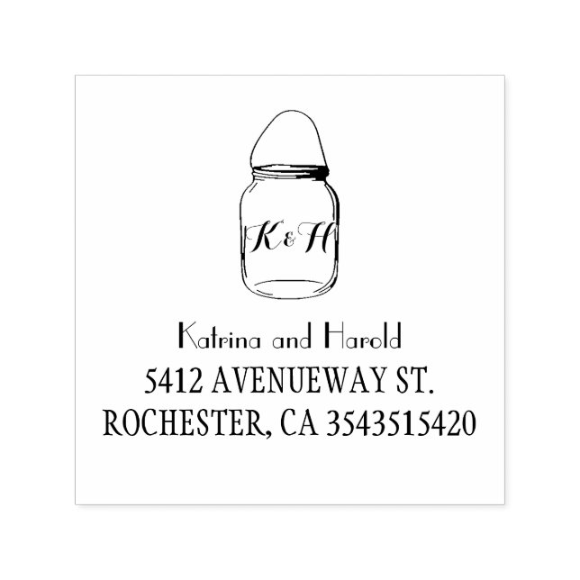 Rustic Mason Jar Barn Wedding Permastempel (Design)
