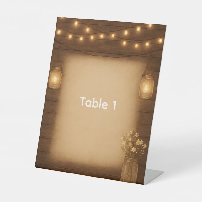 Rustic Mason Jar Berry Wedding Tischnummer Card Sockelschild (Vorderseite)