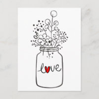 Rustic Mason Jar Black und White Liebe Blume