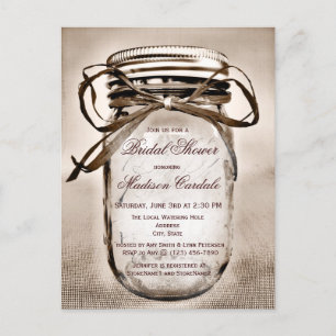 Rustic Mason Jar Bridal Dusche Einladung POSTCARD