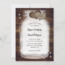 Rustic Mason Jar Burlap Hearts Barn Wood Wedding