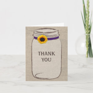 Rustic Mason Jar & Burlap Lila Gold Vielen Dank Dankeskarte