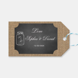 Rustic Mason Jar Burlap Wedding Custom Geschenkanhänger
