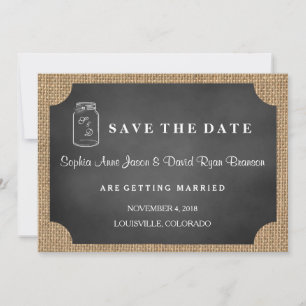 Rustic Mason Jar Burlap Wedding SPAREN DAS DATUM Save The Date