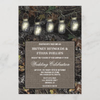 Rustic Mason Jar Chasse Camo Mariage Invitations