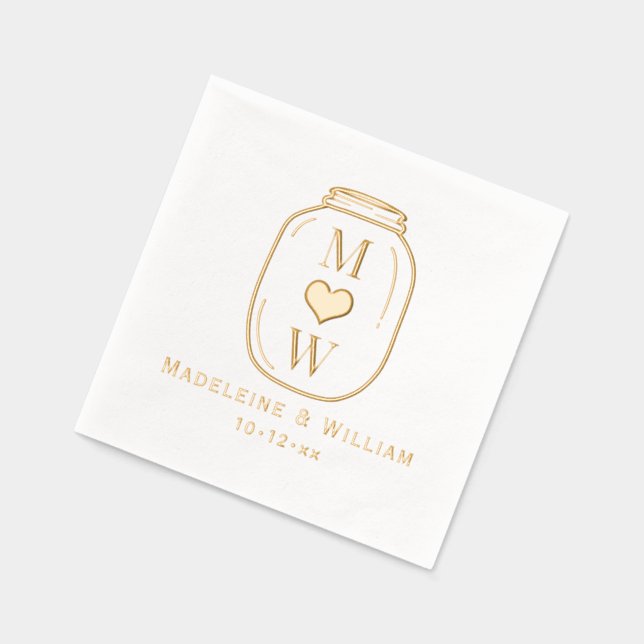 Rustic Mason Jar Couple 2 Nom initial Date (Gauche)