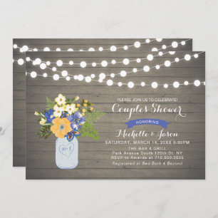 Rustic Mason Jar Couples Wedding shower Invitation