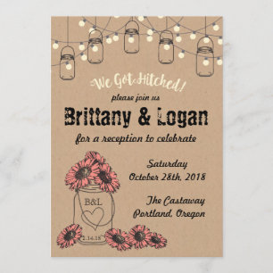 Rustic Mason Jar Eloped Réception Invitation