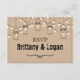 Rustic Mason Jar Eloption Postcard RSVP Karte