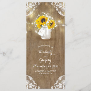Rustic Mason Jar et Sunflower Programmes de mariag