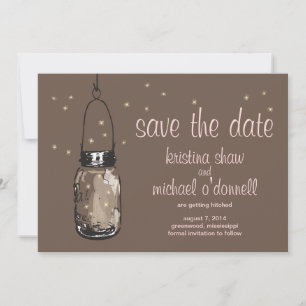 Rustic Mason Jar & Fireflies Save the Date