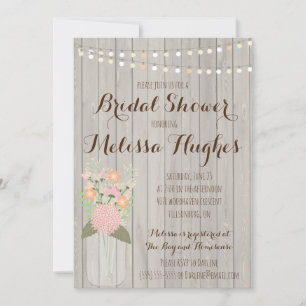 Rustic Mason Jar Floral Invitations de douche nupt