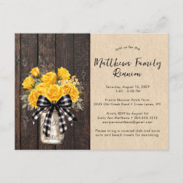 Rustic Mason Jar Floral Wood Family Wiedersehen Ankündigungspostkarte
