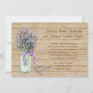 Rustic Mason Jar French Lavender Bouquet Wedding Einladung