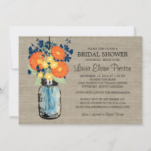 Rustic Mason Jar Gerber Daisies Brautparty Einladung
