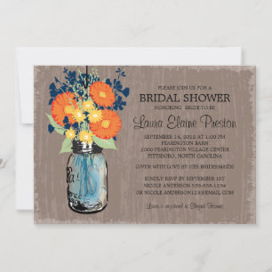 Rustic Mason Jar Gerber Daisies Brautparty Einladung