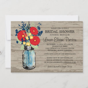Rustic Mason Jar Gerber Daisies Brautparty Einladung