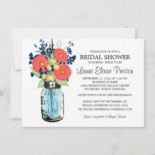 Rustic Mason Jar Gerbera Daisies Brautparty Einladung
