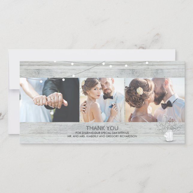 Rustic Mason Jar Gipskraut Wedding Vielen Dank Dankeskarte (Vorderseite)