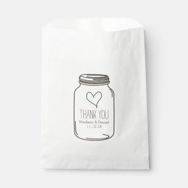 Rustic Mason Jar Heart Wedding Vielen Dank Geschenktütchen (Vorderseite)