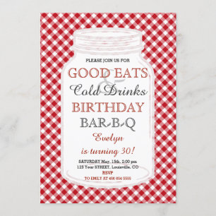 Rustic Mason Jar Invitation BBQ Anniversaire