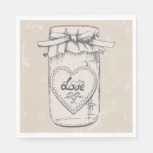 Rustic Mason Jar Liebe Heart Tan Brown Wedding