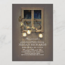 Rustic Mason Jar Lights Barn Graduation Party Einladung