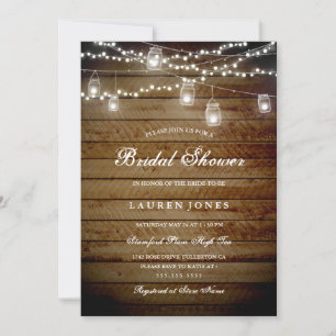 Rustic Mason Jar Lights Bridal Dusche Einladung