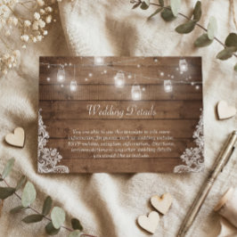 Rustic Mason Jar Lights Lace Wedding Details Begleitkarte