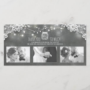 Rustic Mason Jar Lights Lace Wedding Vielen Dank Dankeskarte