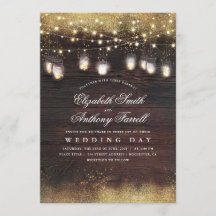 Rustic Mason Jar Lights und Gold Glitzer Wedding