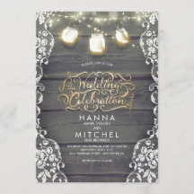 Rustic Mason Jar Lights Wood and Lace Wedding