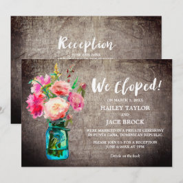 Rustic Mason Jar mit Blume Elopement Empfang Einladung