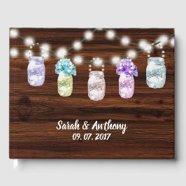 Rustic Mason Jar mit Lights Wedding Guest Book Gästebuch