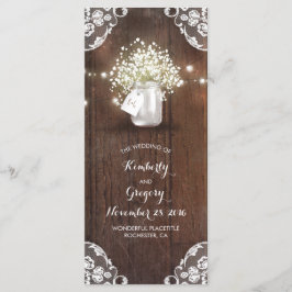 Rustic Mason Jar Programmes de mariage respiratoir
