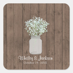 Rustic Mason Jar Quadratischer Aufkleber