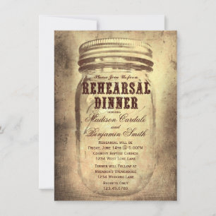 Rustic Mason Jar Rehearsal Dîner Invitations