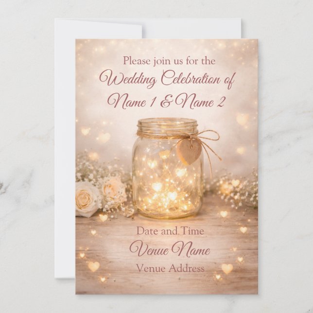 Rustic Mason Jar Save the Date - also digital DL (Vorderseite)