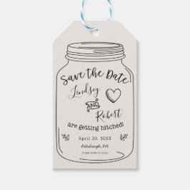 Rustic Mason Jar Save the Date Geschenkanhänger