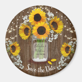 Rustic Mason Jar Sonnenblume Save the Date Hochzei Magnet