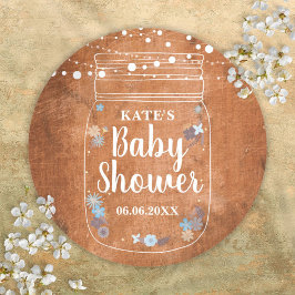 Rustic Mason Jar String Lights Baby Dusche Runder Aufkleber