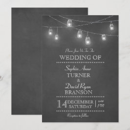 Rustic Mason Jar String Lights Hochzeitseinladung Einladung