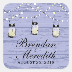 Rustic Mason Jar String of Lights Quadratischer Aufkleber