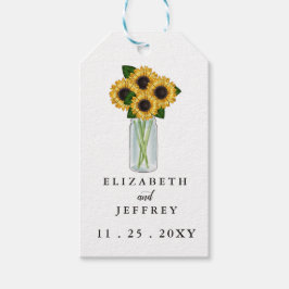 Rustic Mason Jar Sunflowers Wedding Geschenkanhänger